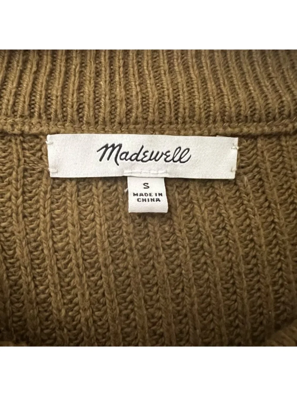 Madewell Womens Brown Pocket Front Chunky Knit Pullover Sweater Size Small